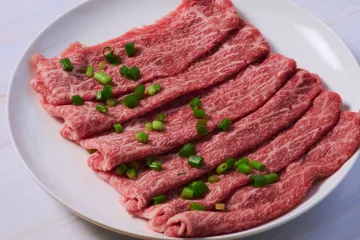 Đĩa bò vân mỡ thái lát
