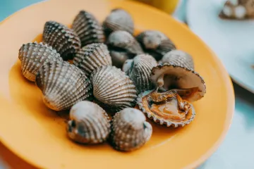 Sò huyết trên đĩa cam