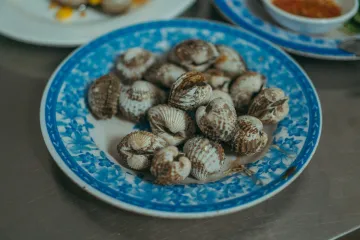 Sò huyết trên đĩa sứ
